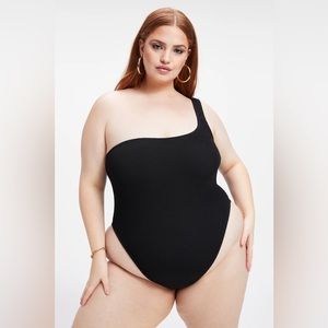 Good American Always Fits One Shoulder One Piece Swimsuit NWT in Black